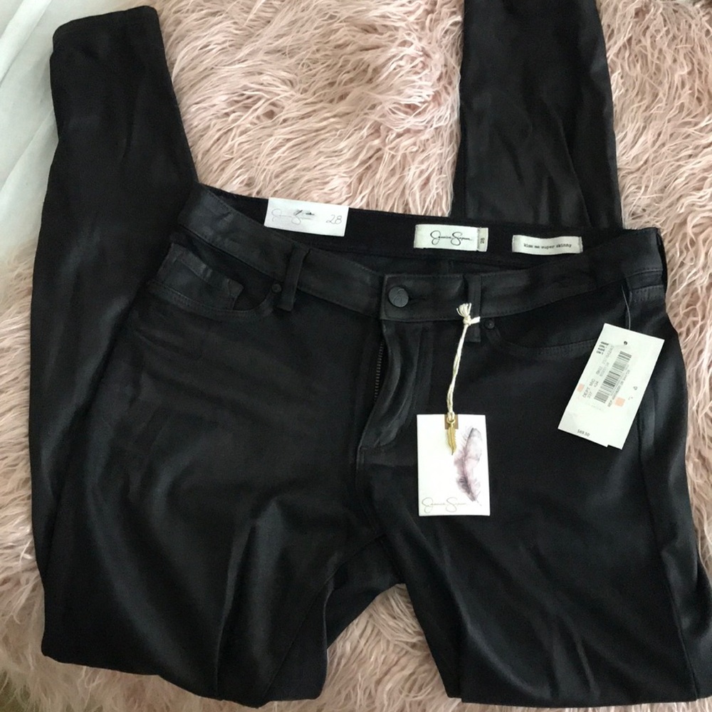 NWT Jessica Simpson moto black leather pants